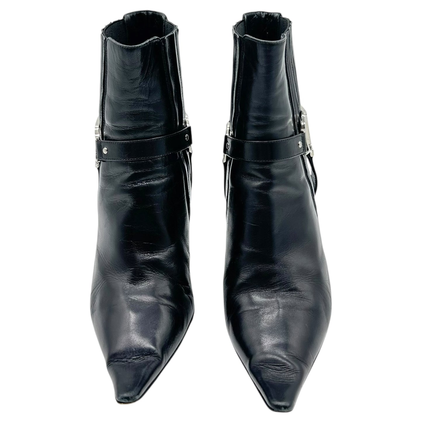 Christian Dior Black & Silver Logo Hardware Heeled Boots