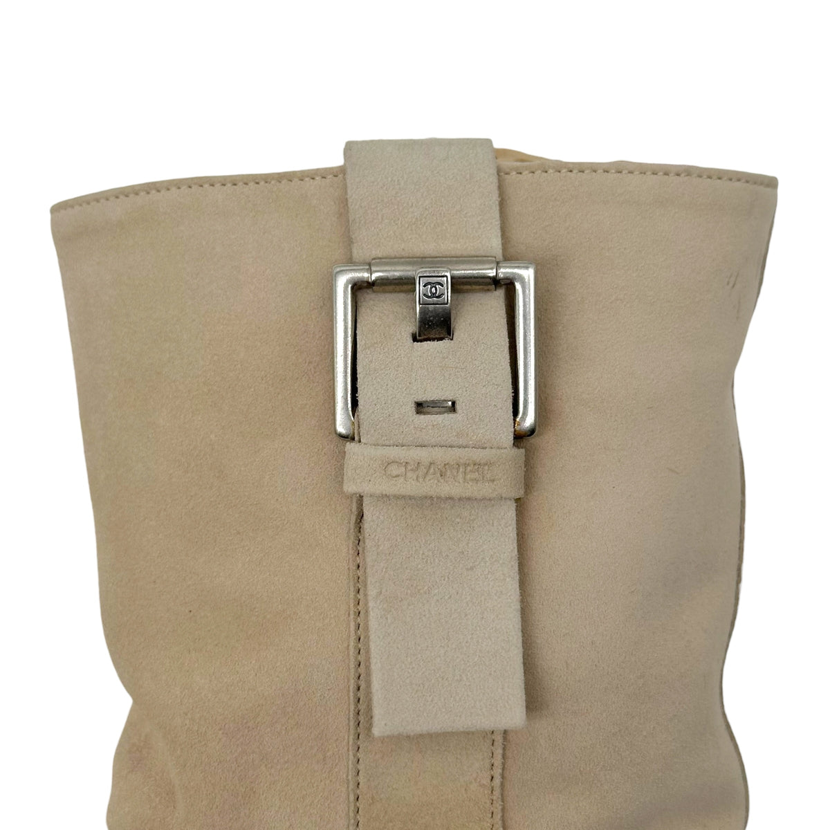 Chanel Engineer Boots Light Beige Suede Wood Sole