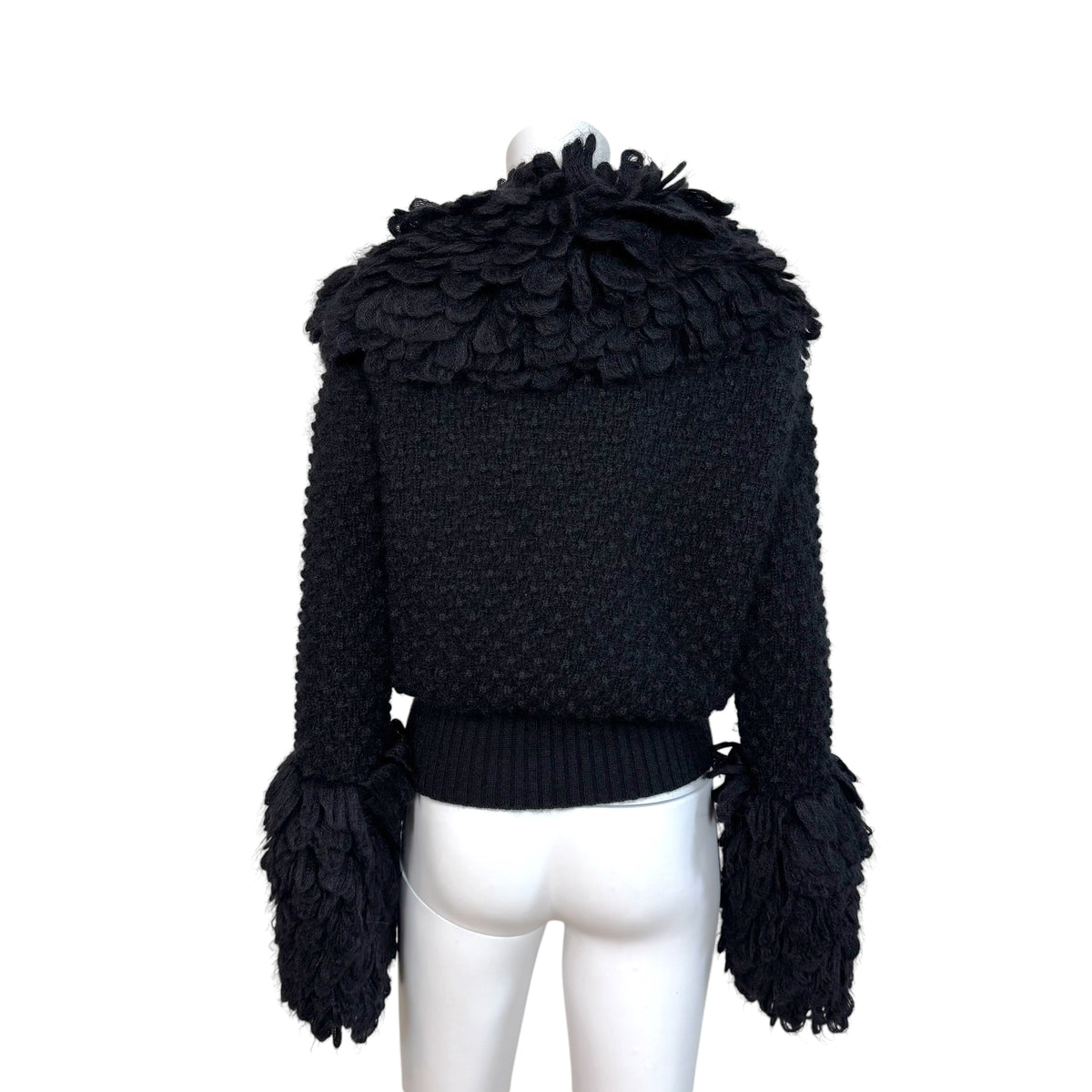 Missoni Black Mohair Wool Knit Cropped Penny Lane Zip-Up Cardigan