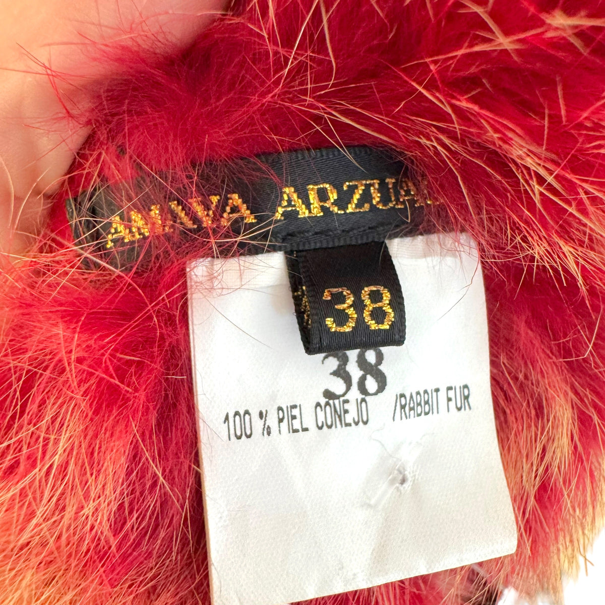 Amava Arzuaga Red Mid-Length Rabbit Fur Coat