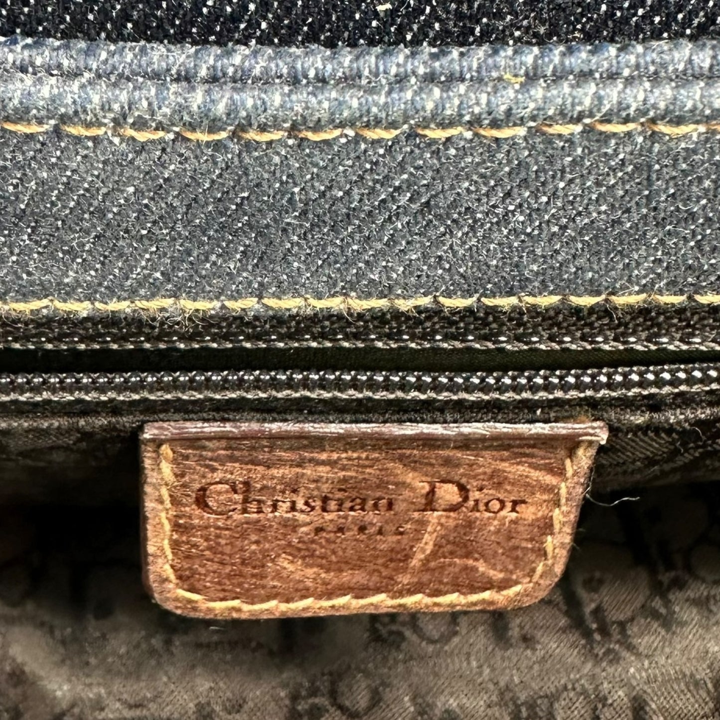 Christian Dior Denim & Brown Leather Columbus Shoulder Bag
