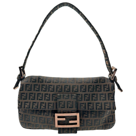 Fendi Black & Brown Zucchino Baguette Bag