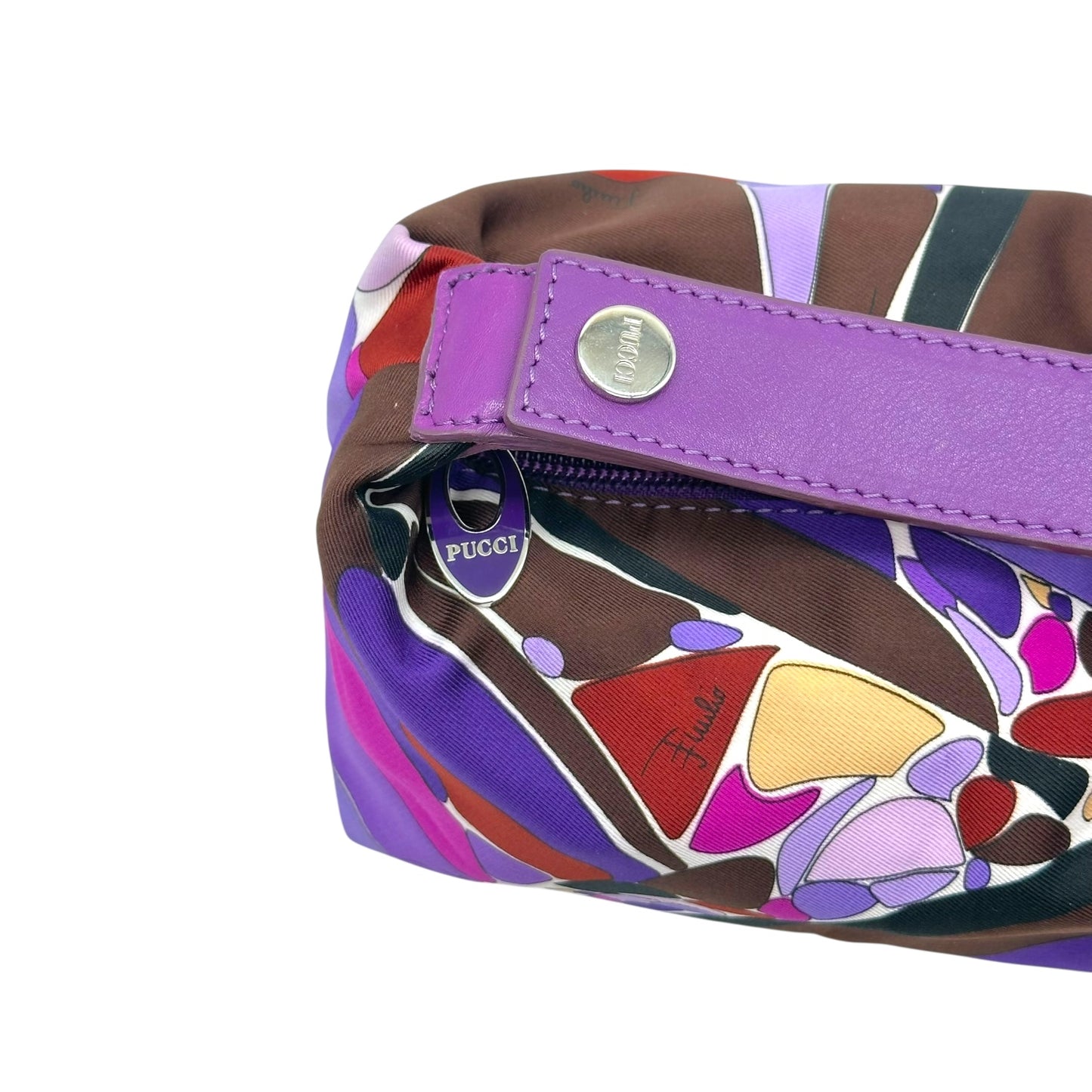 Emilio Pucci Purple Silk Printed Pochette Bag NEW