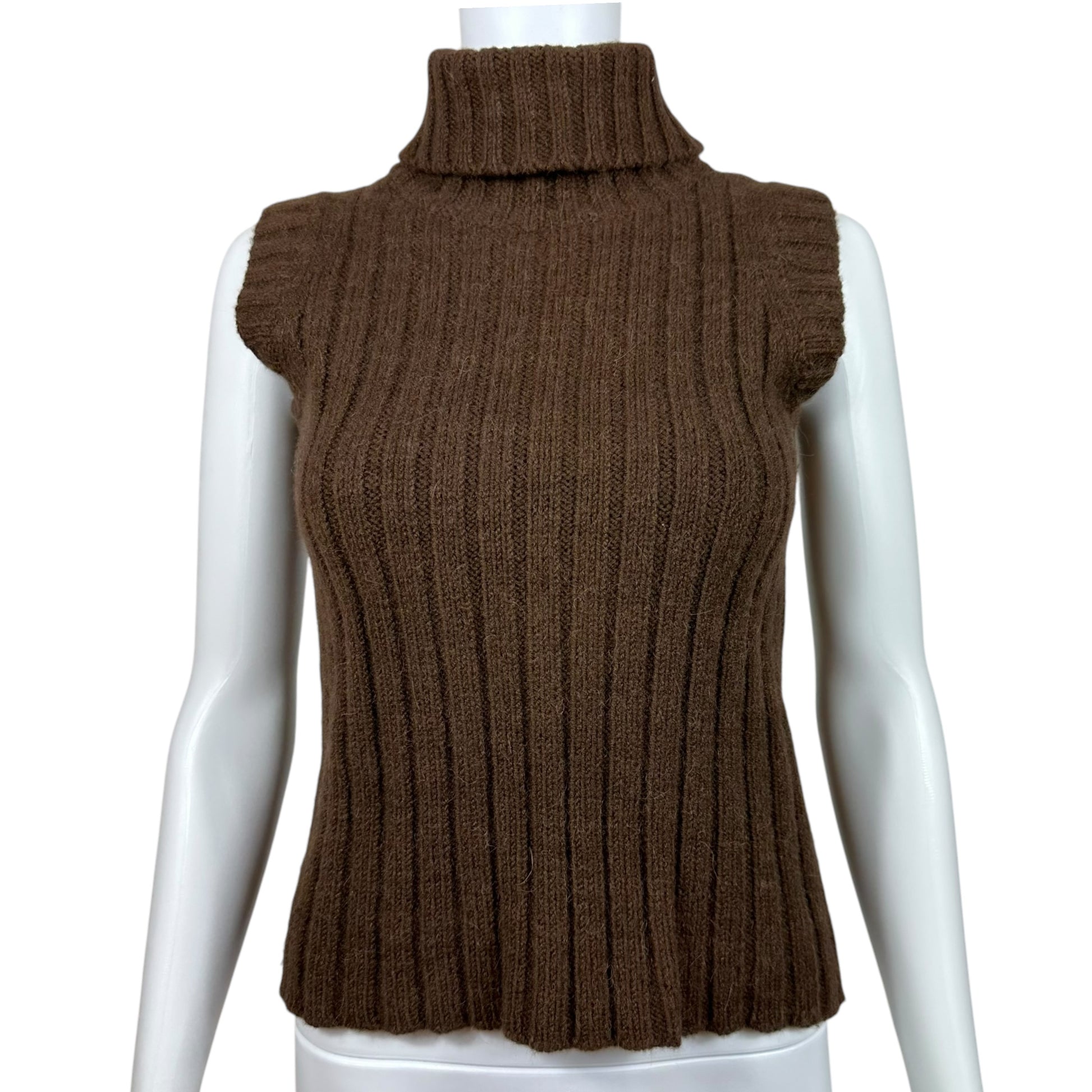 Balenciaga Brown Knit Sleeveless Turtleneck - Outfit Repeater