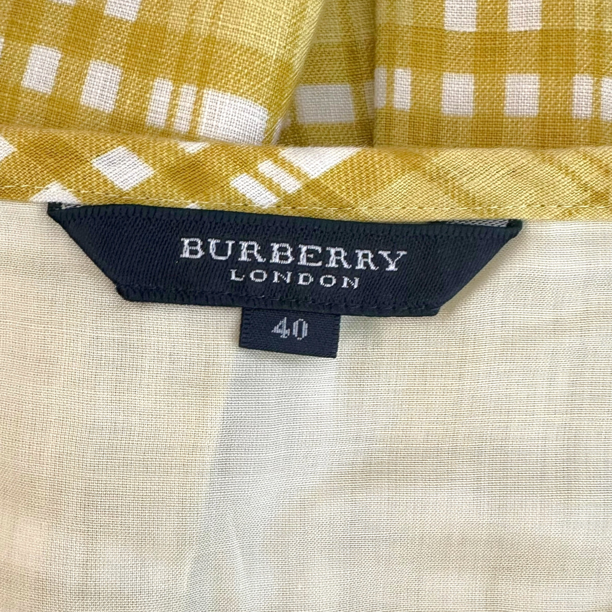 Burberry Mini Skirt And Blouse Set Mustard Yellow Linen