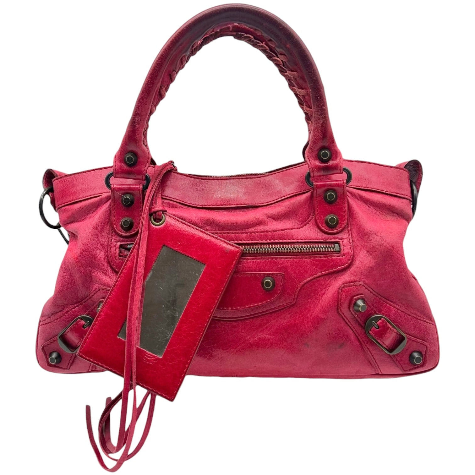 Balenciaga Red Leather City Bag 2-Way Design