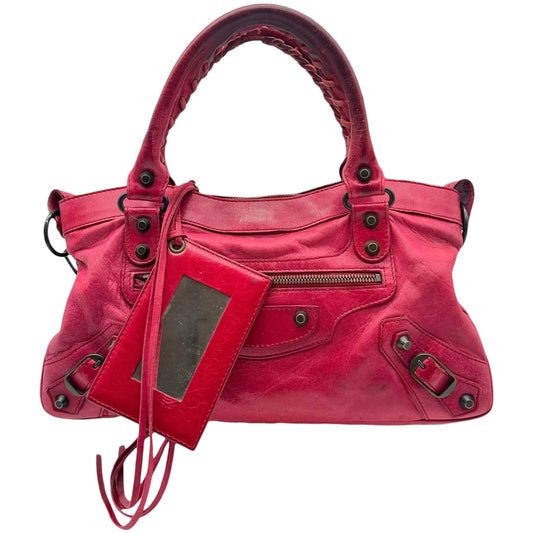 Balenciaga Red Leather City Bag 2-Way Design