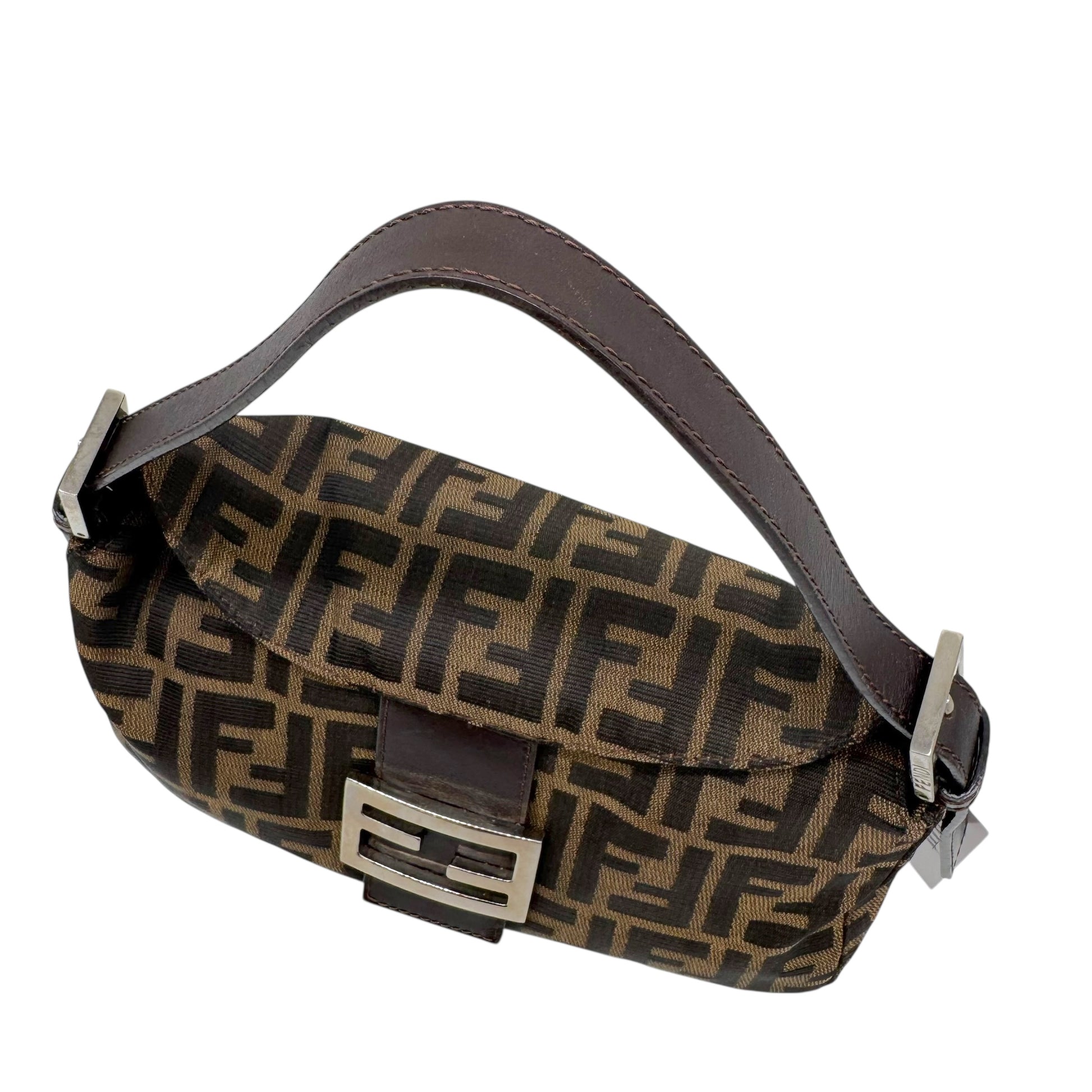 Fendi Brown Zucca Monogram Fold-Over Baguette Bag - Outfit Repeater