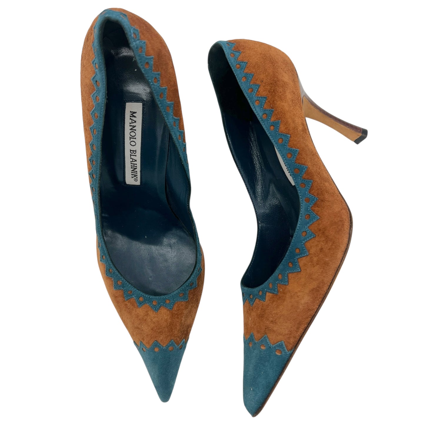 Manolo Blahnik 2004 Suede Western Style Pointed Toe Heels