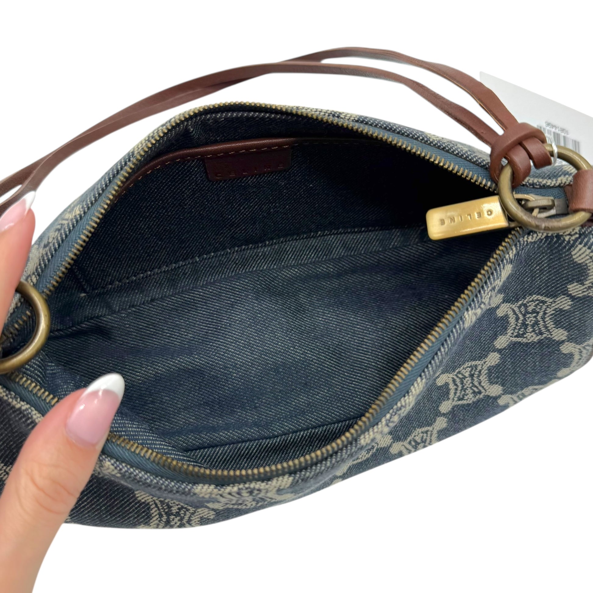 Celine Blue Denim Triomphe Monogram Pochette Bag - Outfit Repeater