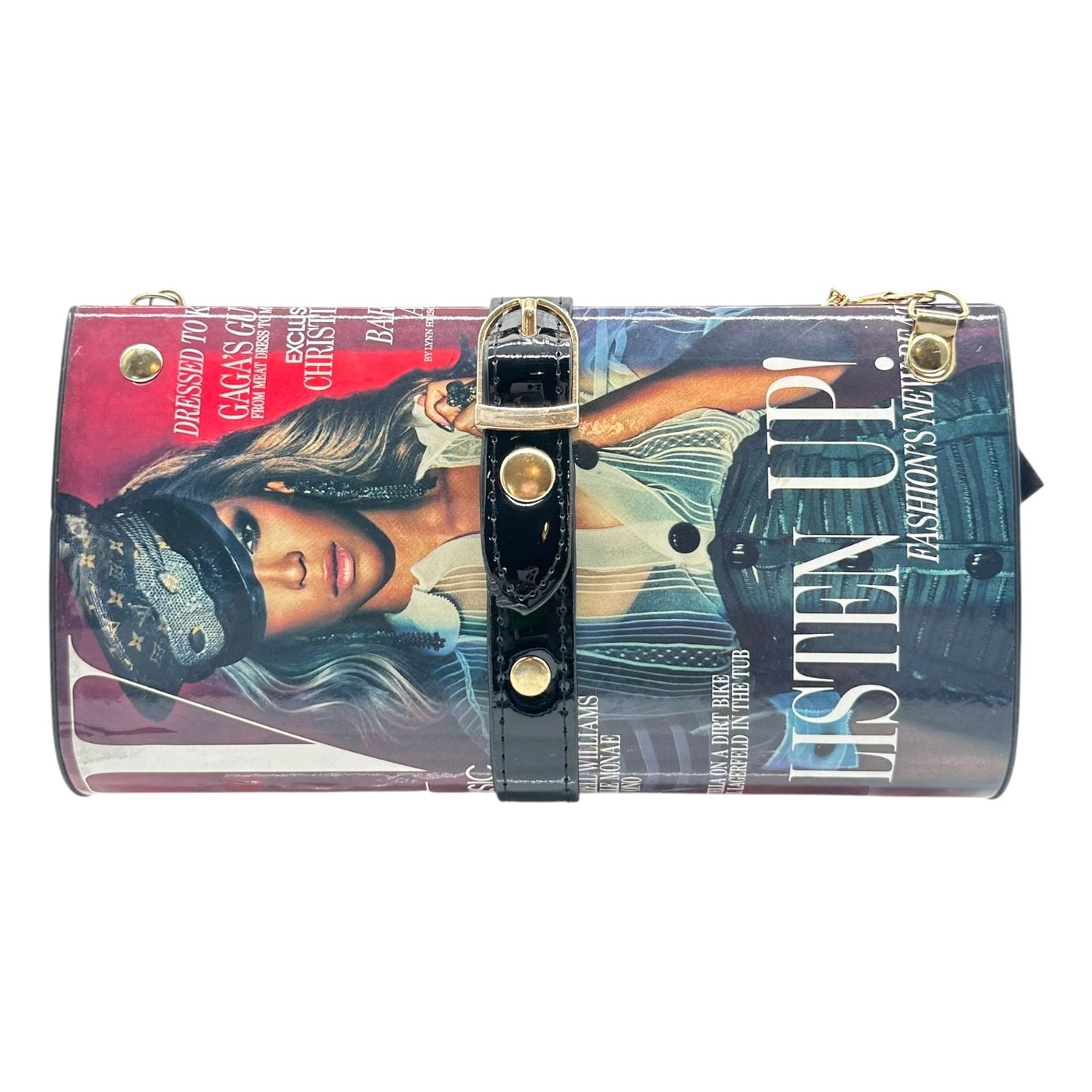 Olivia Miller Magazine Clutch Bag Black Faux Leather