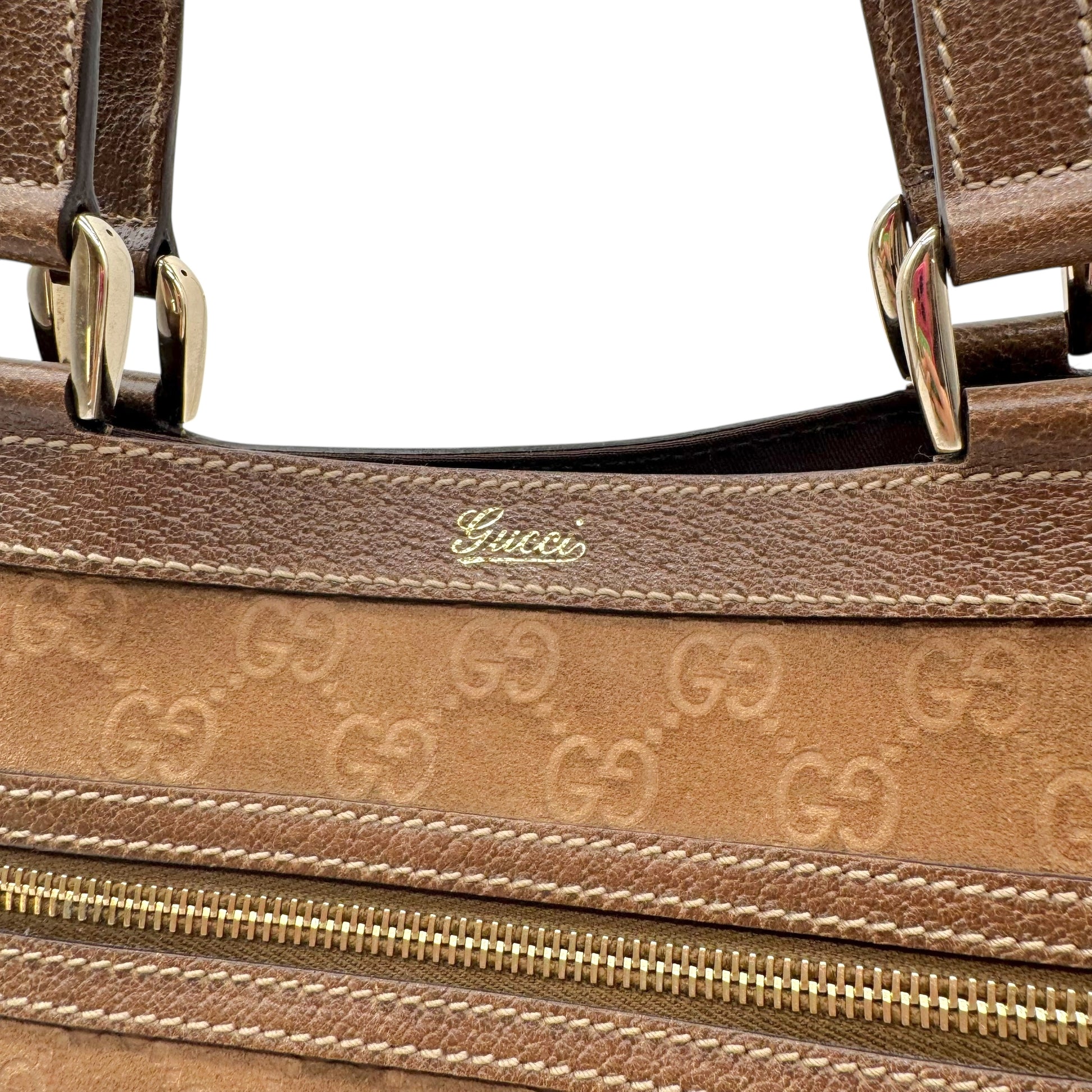 Gucci Brown Suede Guccissima Tote Bag - Outfit Repeater
