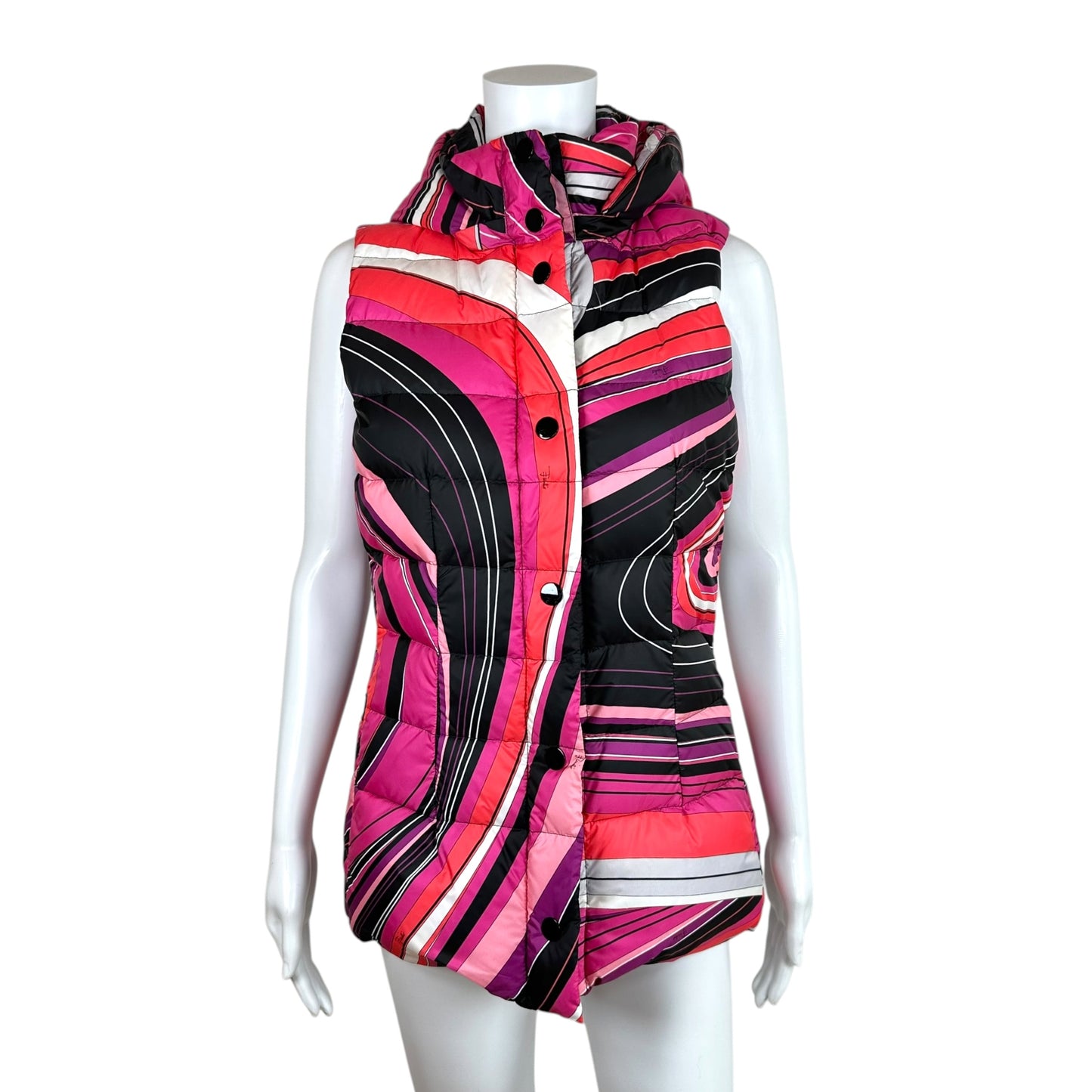 Emilio Pucci Pink Printed Hooded Down-Fill Vest