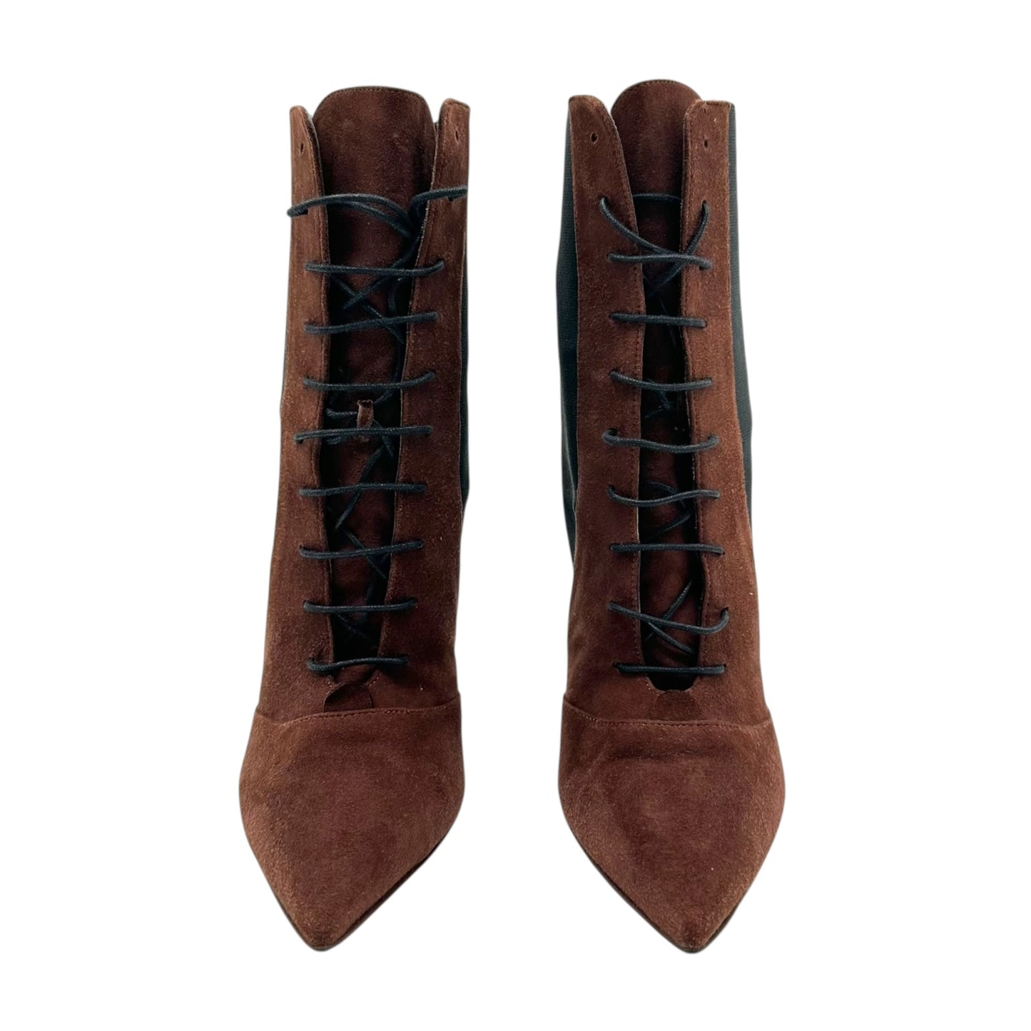 Dolce & Gabbana Brown Suede Lace Up Heeled Ankle Boots