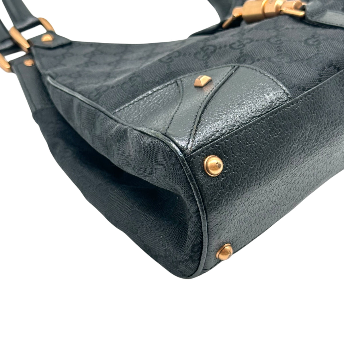 Gucci Black Monogram Shoulder Bag with Rose Gold Hardware