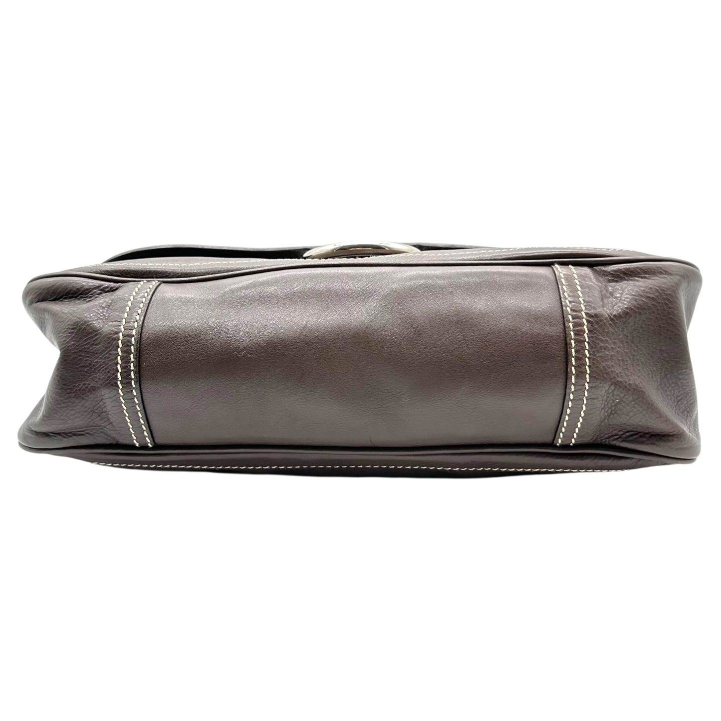 Prada Brown Leather Mixed Metal Studded Shoulder Bag
