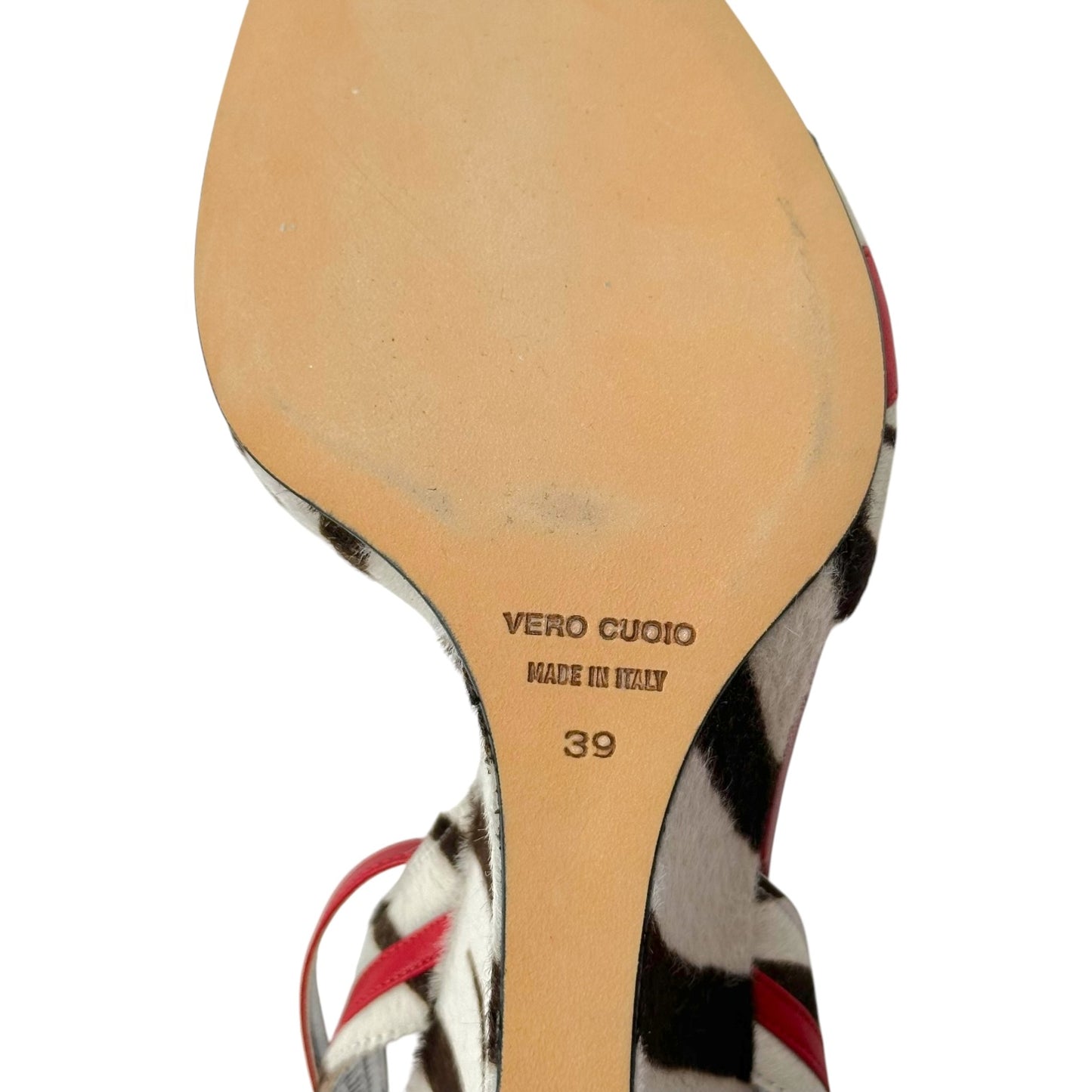 Dolce & Gabbana Zebra Print Ponyhair & Red Leather Wedge Heel Sandals