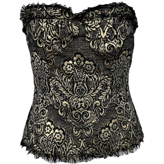 D&G Dolce & Gabbana Black & Gold Damask Tweed Corset Top