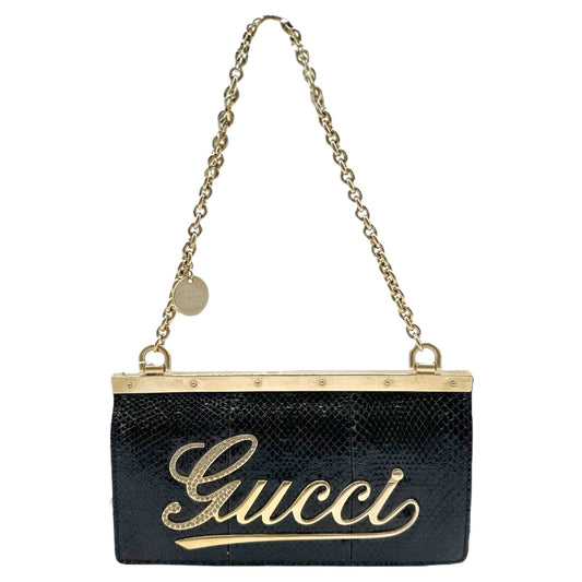 Gucci Black Python & Crystal Logo Mini Bag