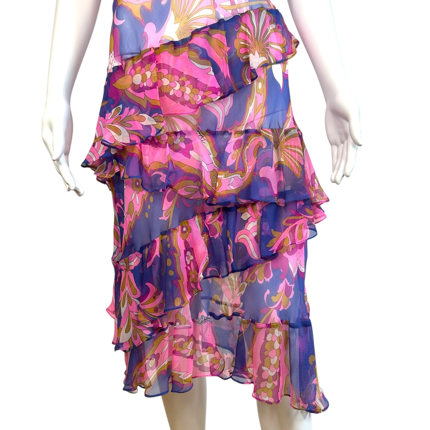 Dolce & Gabbana Sheer Silk Slip Dress Pink Purple Floral