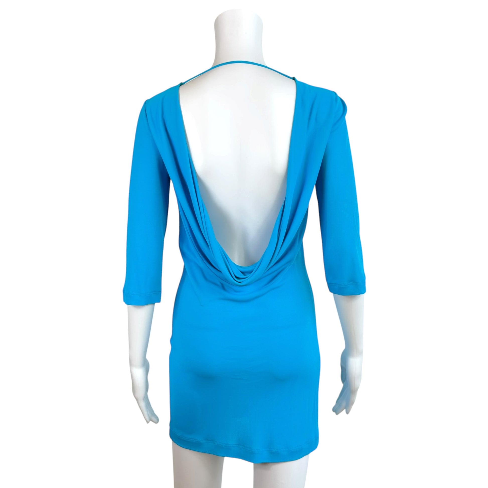 Emilio Pucci Turquoise Backless Mini Dress 3/4 Sleeve