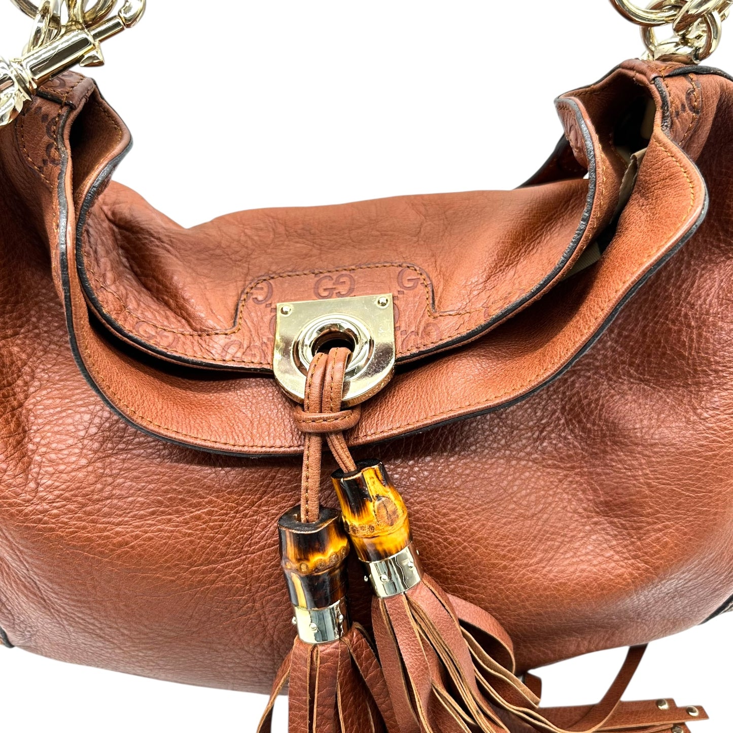 Gucci Brown Leather Guccissima Monogram Indy 2-Way Bag