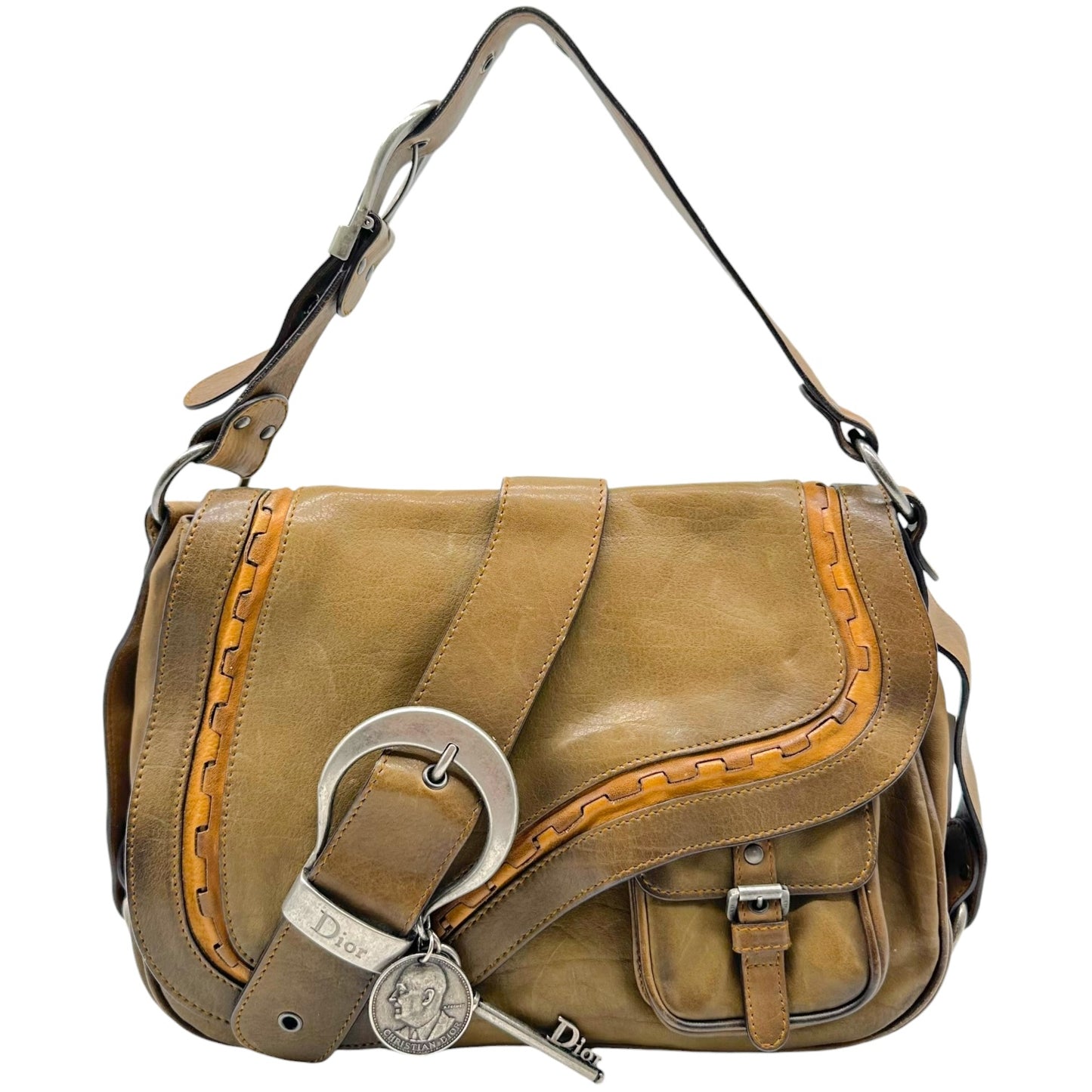 Christian Dior Brown Leather Gaucho Shoulder Bag