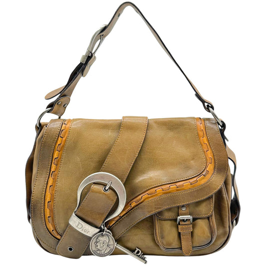 Christian Dior Brown Leather Gaucho Shoulder Bag