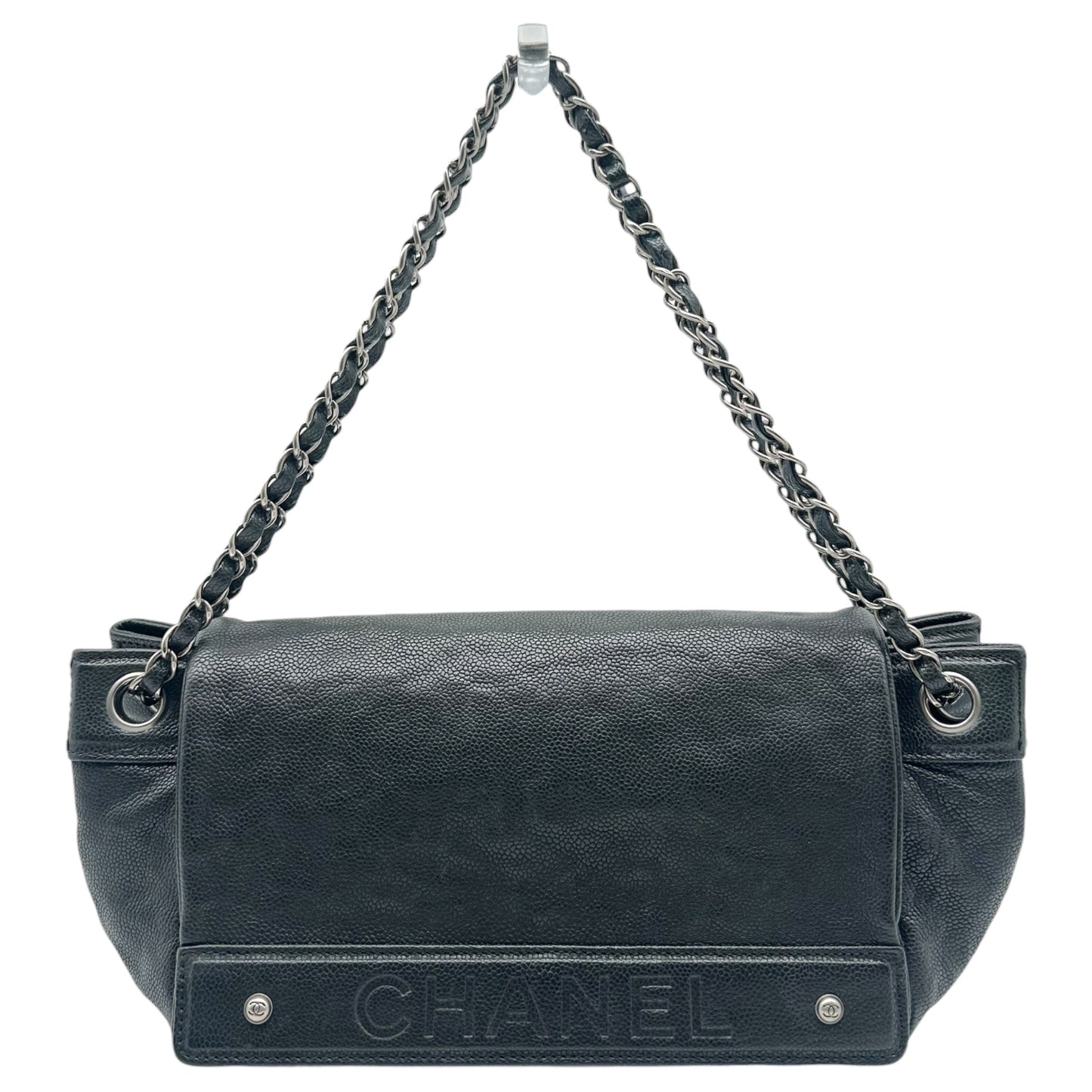 Chanel Black Caviar Leather LAX Chain Strap Shoulder Bag 2005-06