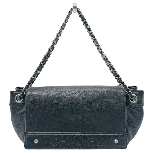 Chanel Black Caviar Leather Shoulder Bag with Chain Strap