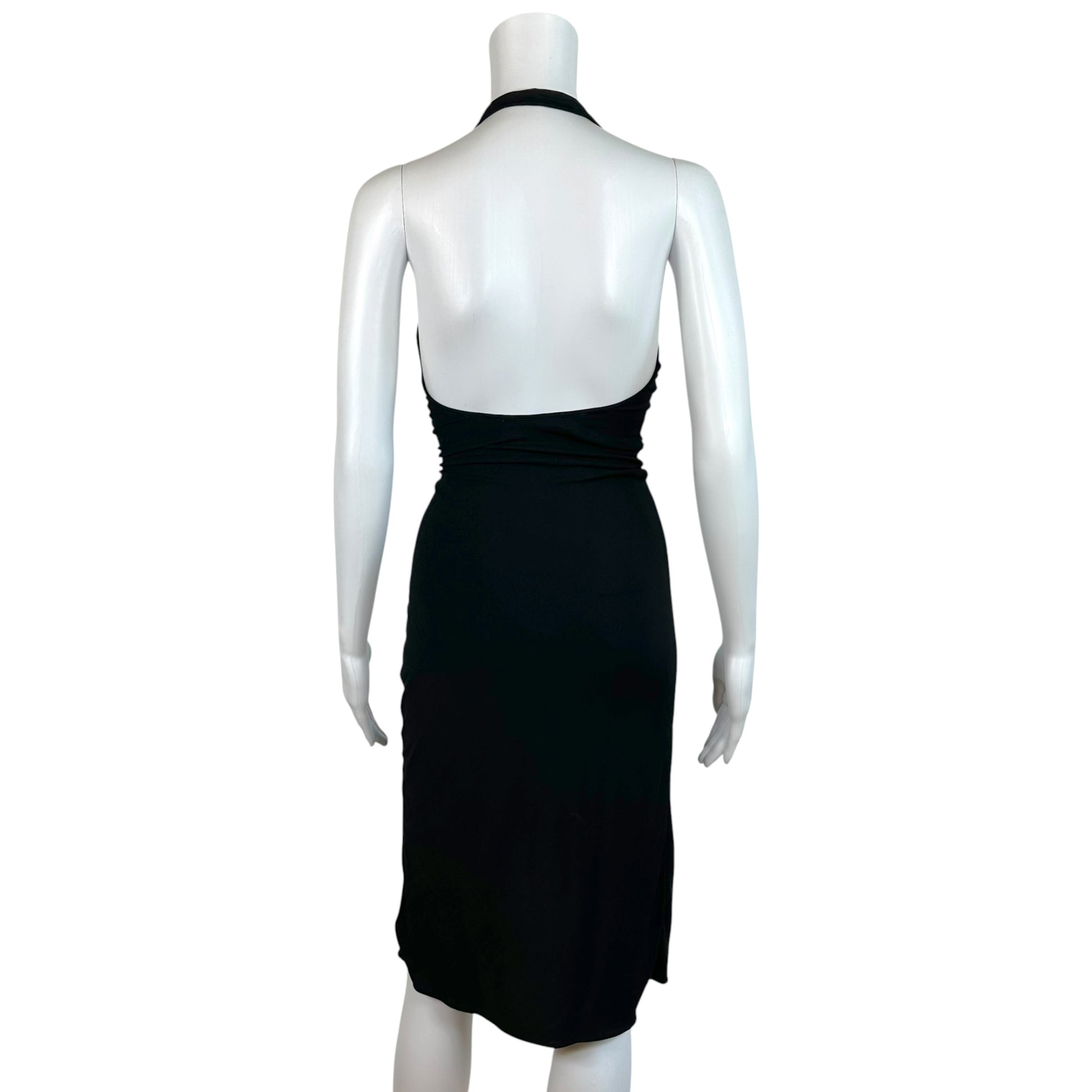 Gucci Black Halter Midi Dress with Bamboo Charm