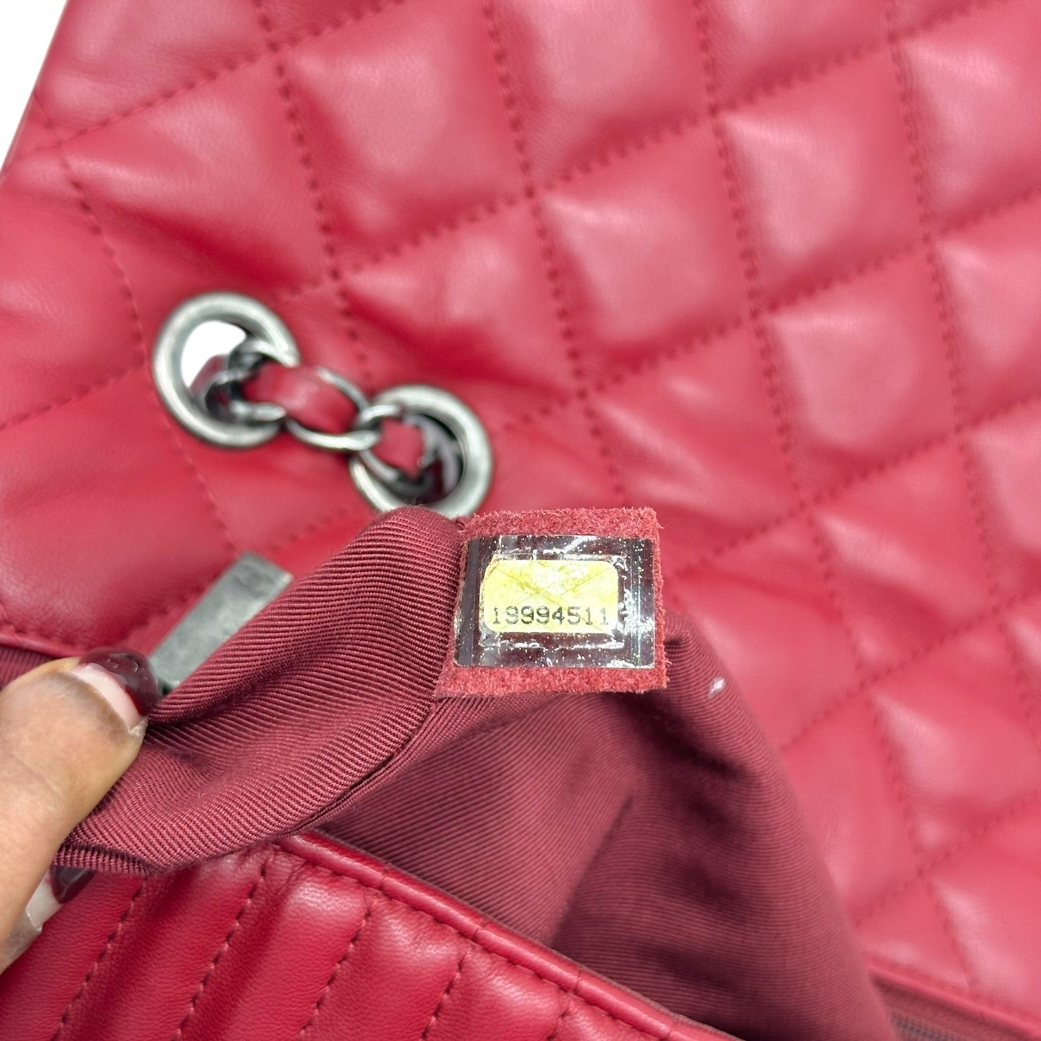 Chanel Burgundy Leather CC Flap Bag with American Flag Motif