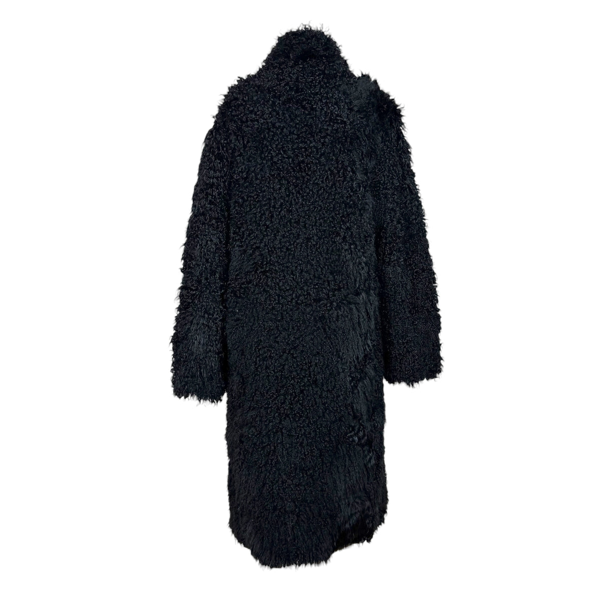 Mongolian Lamb Fur Reversible Mid-Length Coat Black