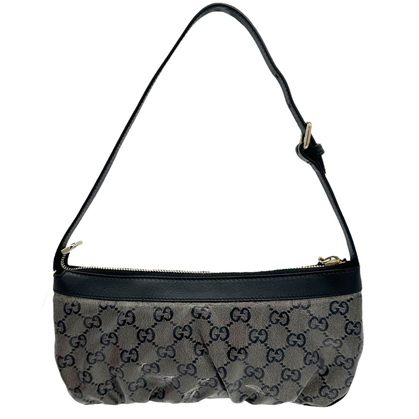 Gucci Silver Coated Canvas Monogram Pochette Bag - Outfit Repeater