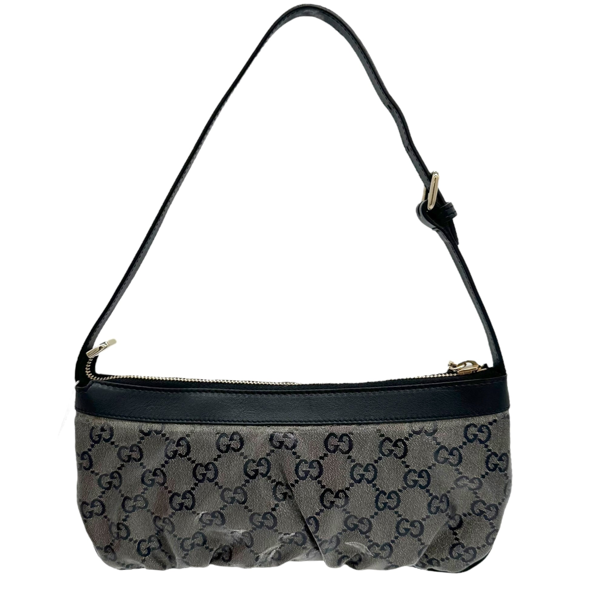 Gucci Silver Coated Canvas Monogram Pochette Bag - Outfit Repeater