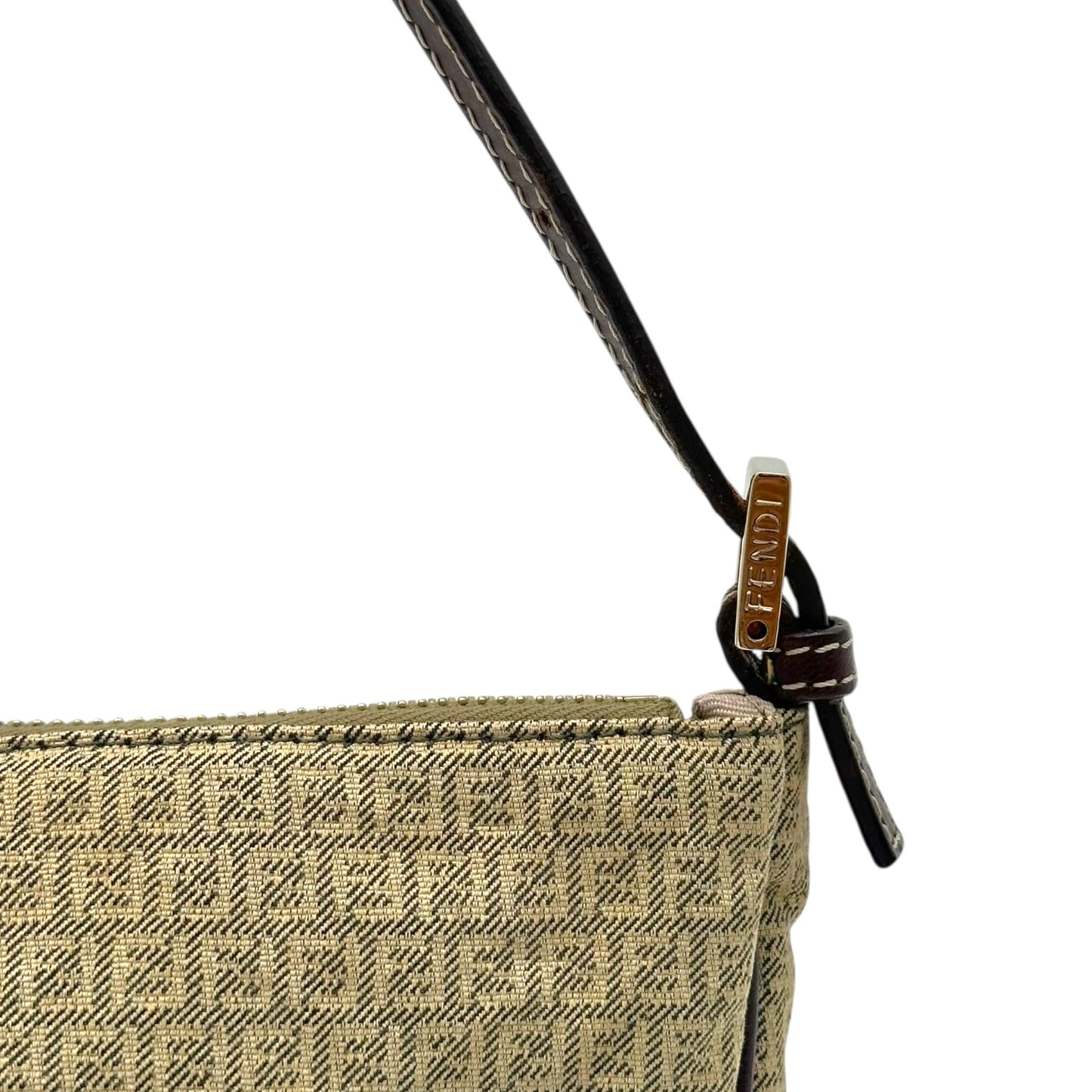 Fendi Khaki Green Zucchino Monogram Denim Pochette Bag