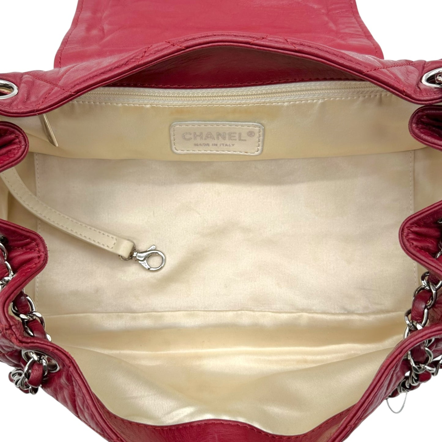 Chanel Burgundy & White Trim East West Accordion Bag