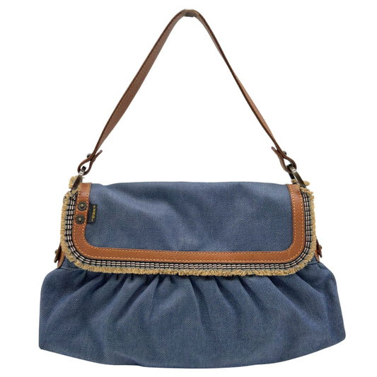 Fendi Chef Shoulder Bag Denim Tan Leather