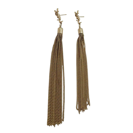 Yves Saint Laurent Dangly Earrings Light Gold Chain Tassel