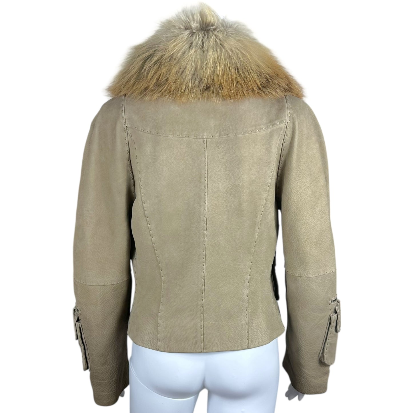 Fendi Multi-Pocket Suede & Fox Fur Coat