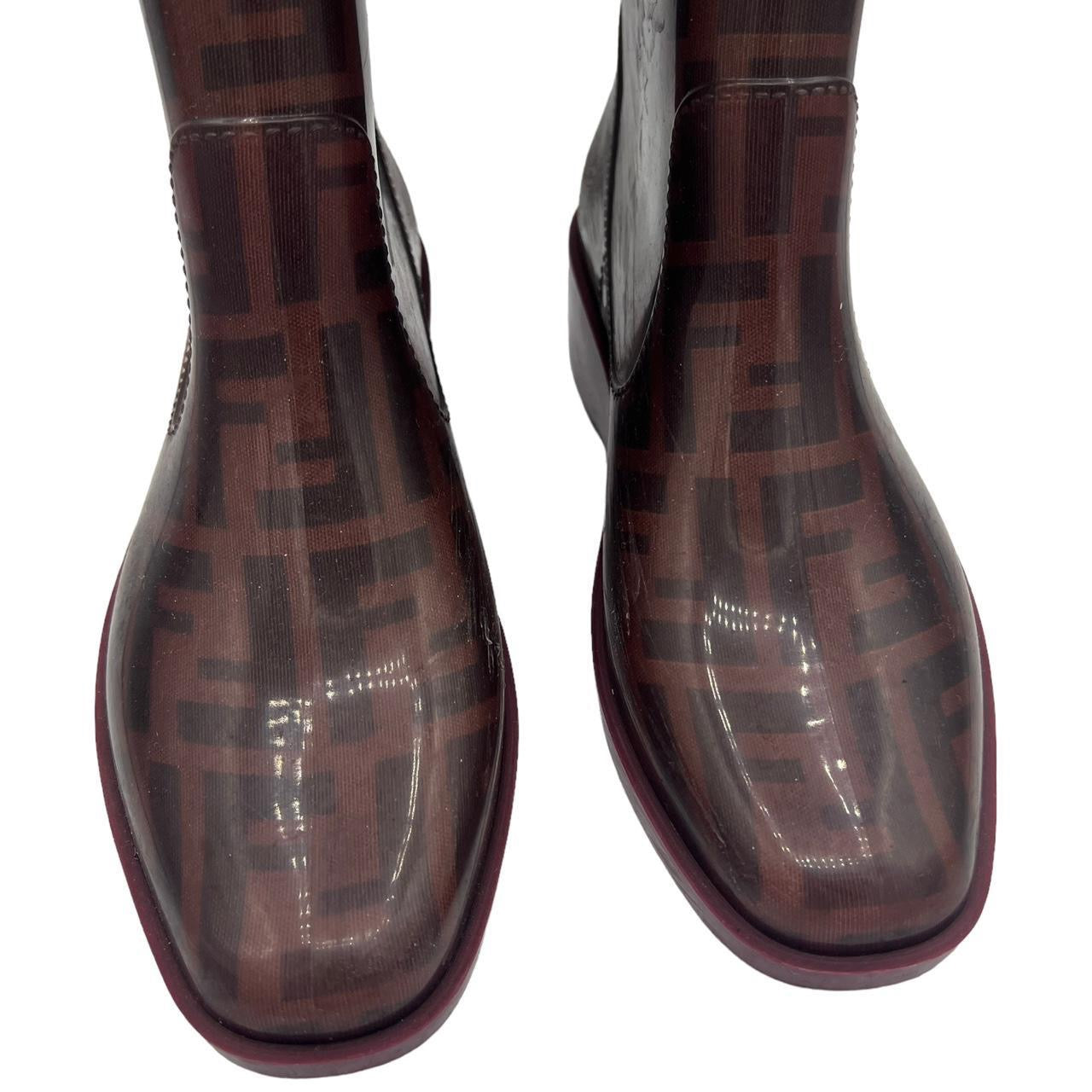 Fendi Purple Zucca Monogram Rain Boots