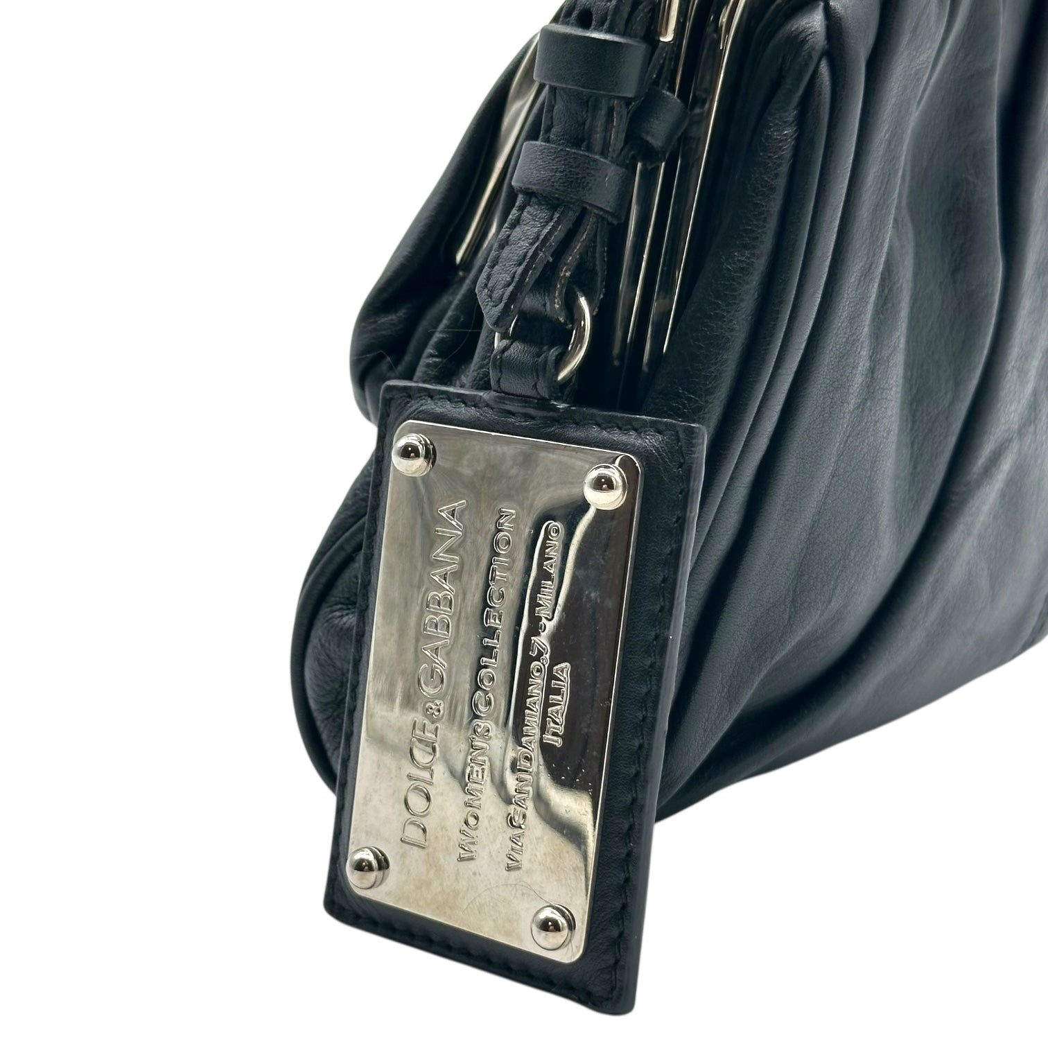 Dolce & Gabbana Black Leather Kisslock Shoulder Bag - Outfit Repeater