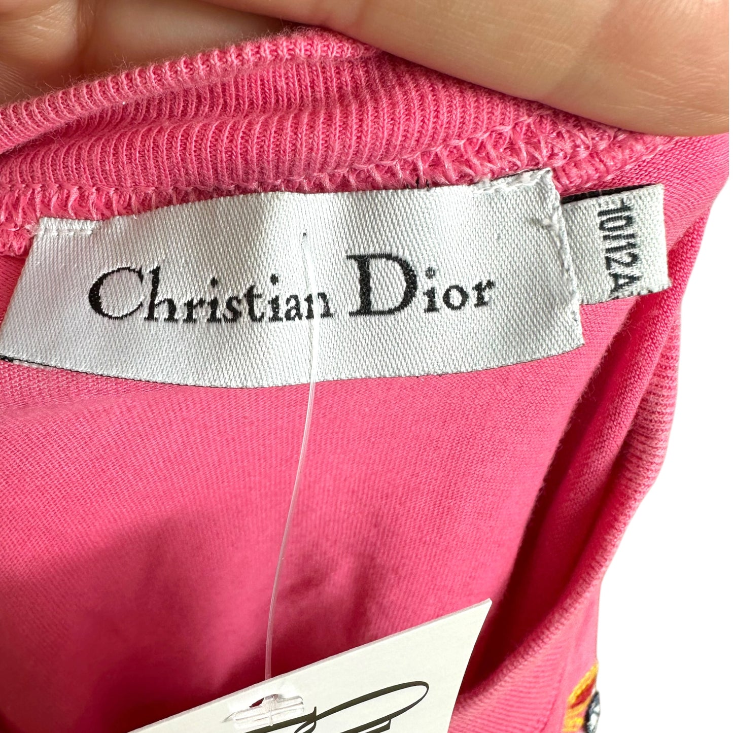 Christian Dior S/S 2004 J'Adore Dior Pink & Yellow Embroidered & Embellished Baby Tee
