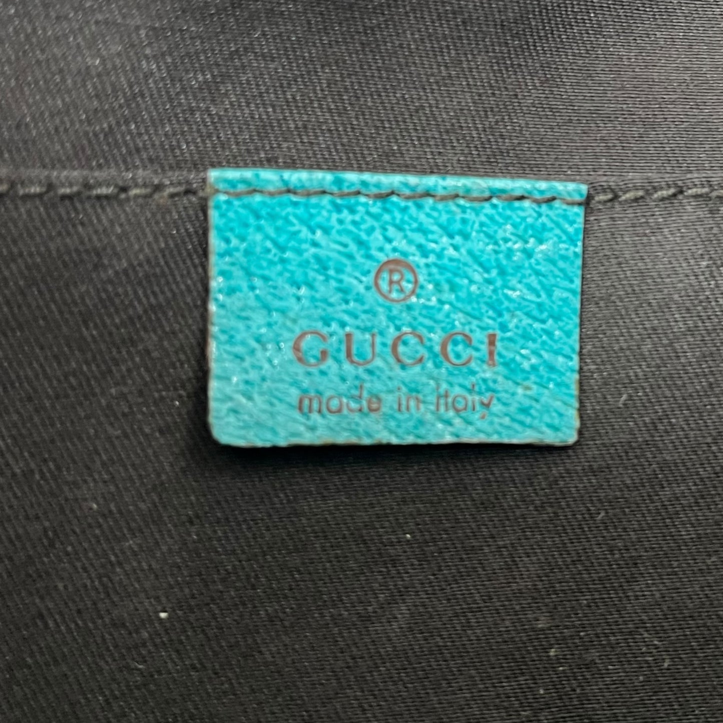 Gucci Teal & Tan Monogram Crescent Shoulder Bag