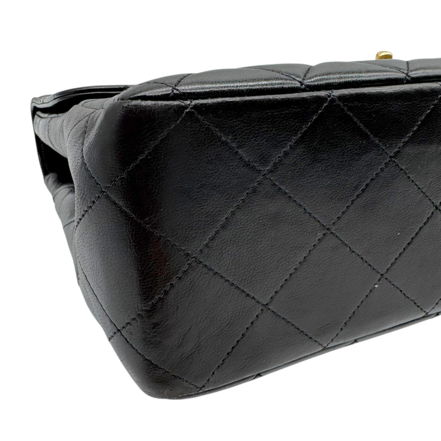 Chanel Black Lambskin Matelasse Jumbo Classic Flap Bag