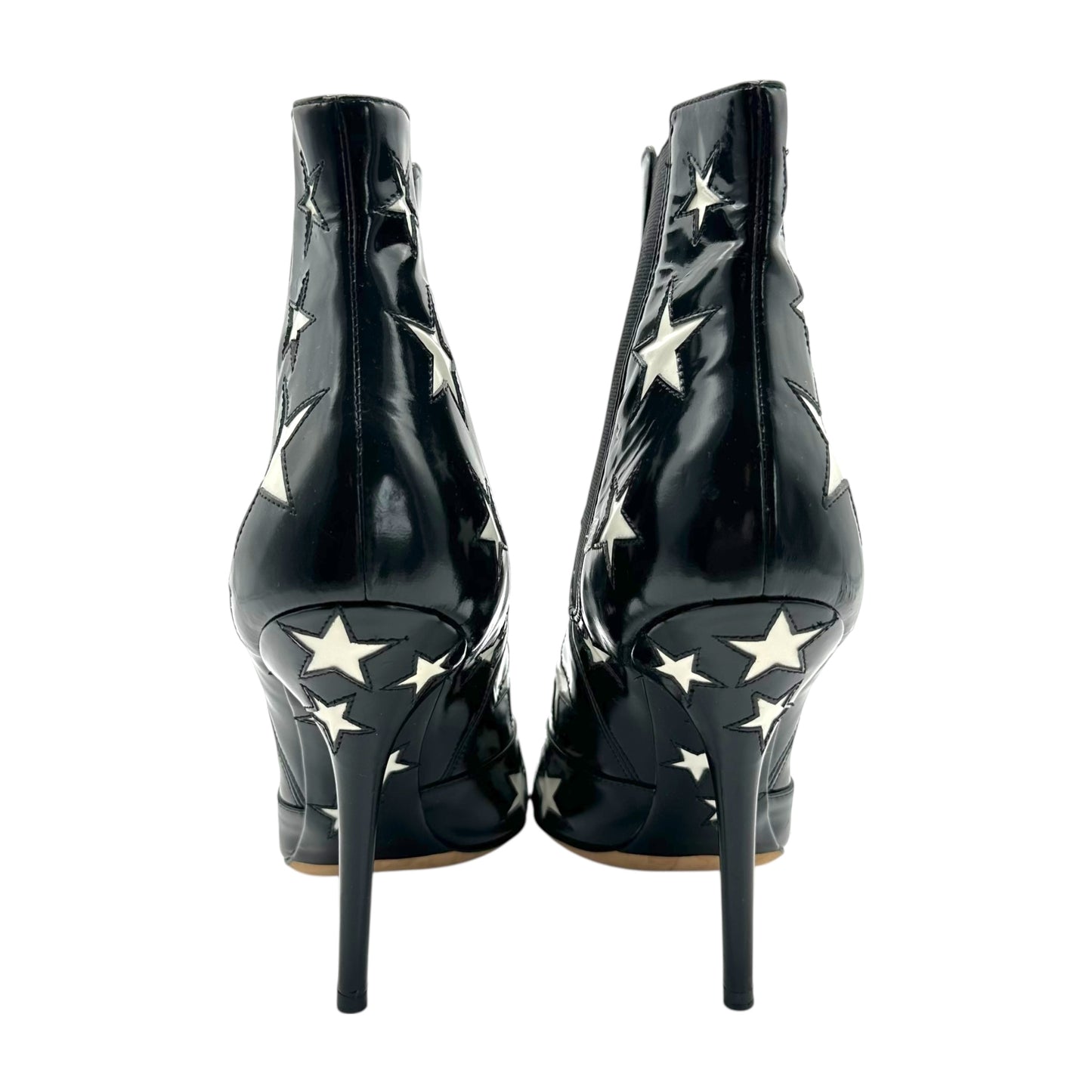 Dolce & Gabbana Black & White Star Patent Heeled Boots