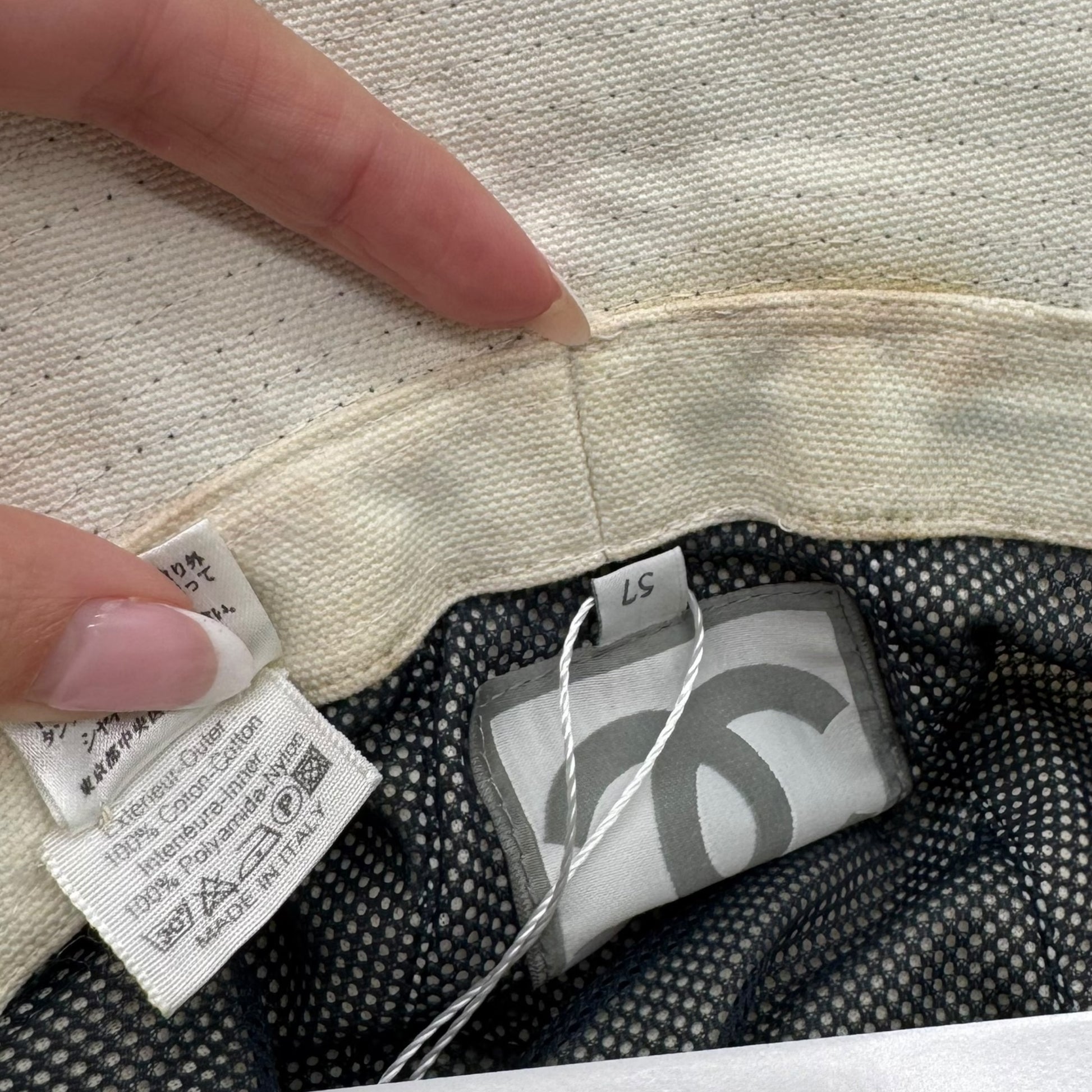 Chanel Sport Navy Blue & Red Bucket Hat - Outfit Repeater