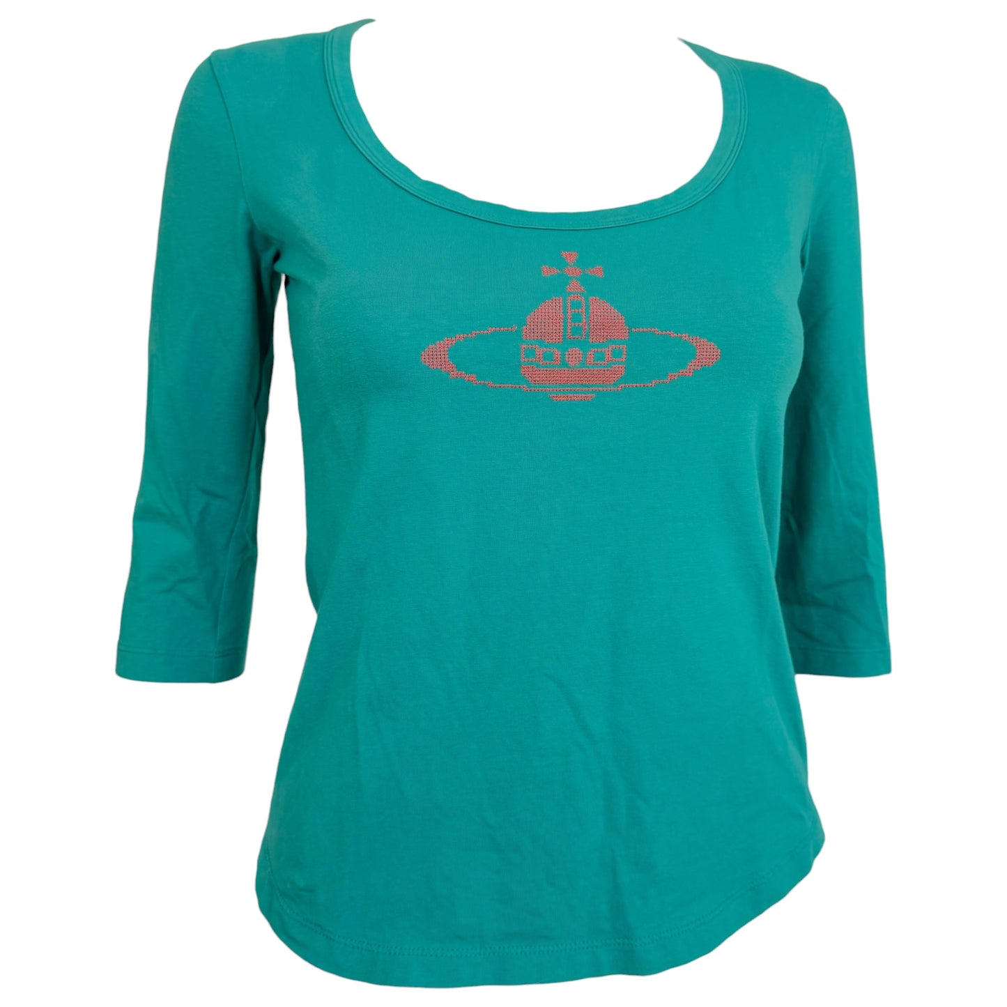 Vivienne Westwood Turquoise Embroidered Orb Logo T-Shirt