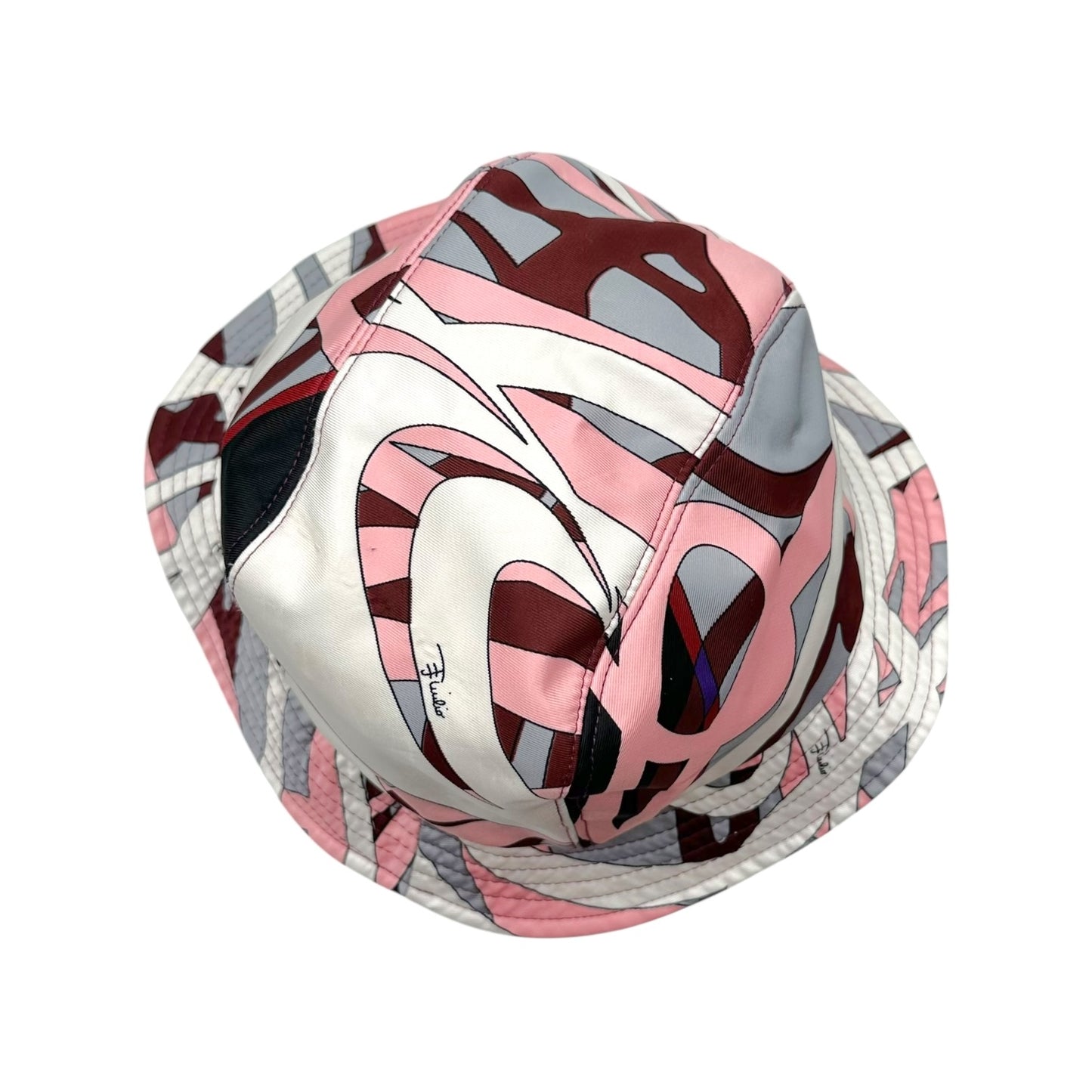 Emilio Pucci Pink & Gray Printed Silk Bucket Hat