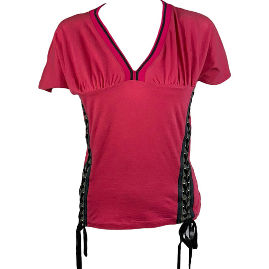 D&G Too Cool for School Pink Lace Up T-Shirt